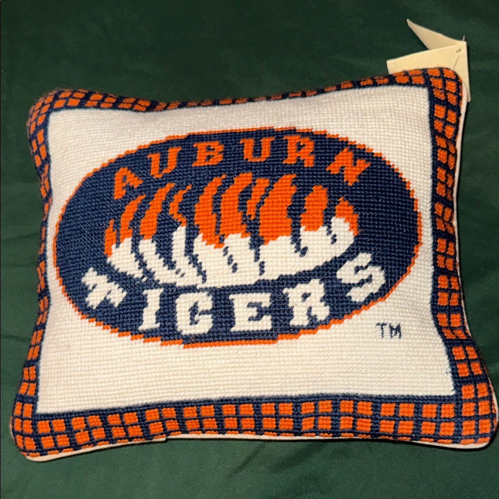 Handmade Wool Needlepoint Pillow Cover - Decorative Throw Cushion 10x12